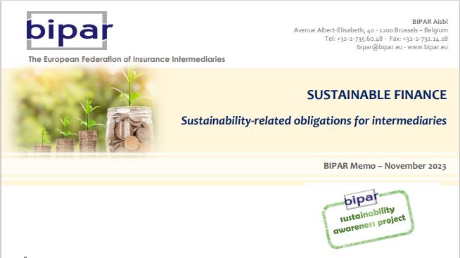 BIPAR Memo – Obligations des intermédiaires en matière de durabilité